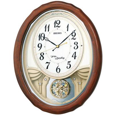 Seiko Uhr Wanduhr Melodieuhr Radio Analog Dreifach-Auswahl Melodie Deko Pendel Holzrahmen Braun Holz AM257B