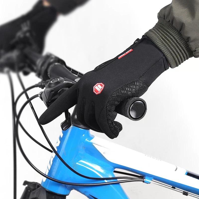 Waterproof Windproof Long Finger Plus Velvet Warm Gloves Autumn Winter Outdoor Cycling Gloves Mountain Fitness Sports Gloves