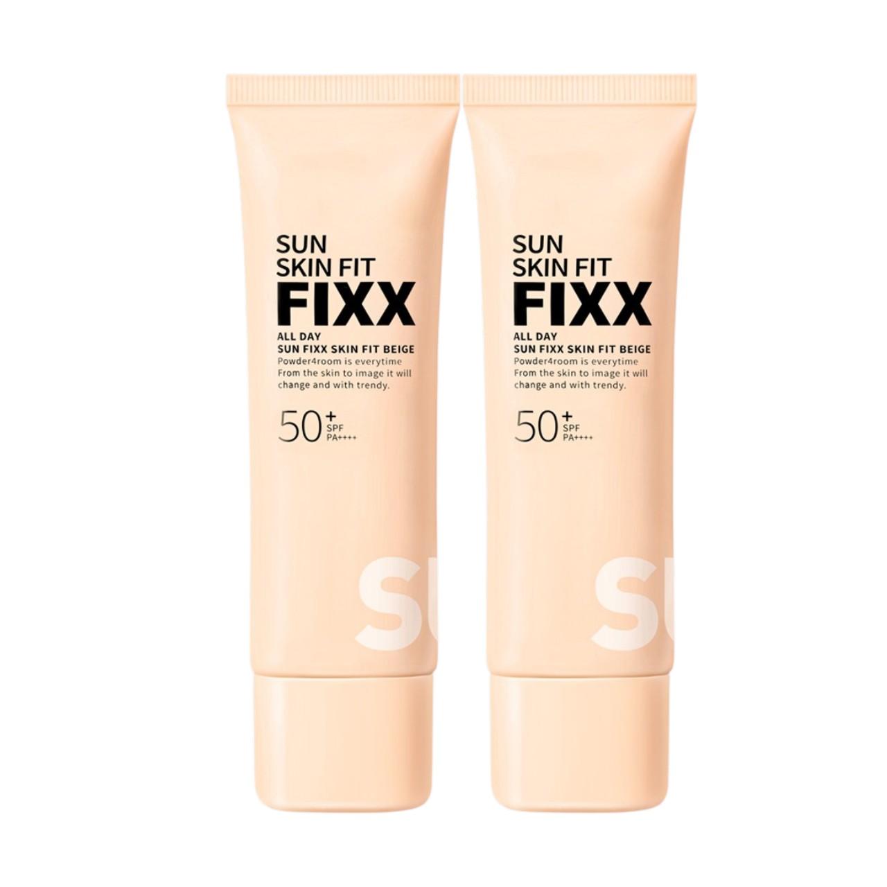 

So Natural All Day Sun Fixer Skin Fit Beige SPF 50+ PA++++ 50ml x 2ea - 3-in-1 Tinted Sunscreen, Makeup Primer & Setting Fixer for Flawless Skin