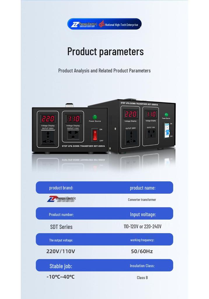 Zhengxi 110-220V Step-up/Step-down Voltage Converter