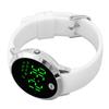 Men Digital Watch Round Color Screen Waterproof Backlit Ultra Thin Stylish Alarm Sports Watch Silver Shell White Belt