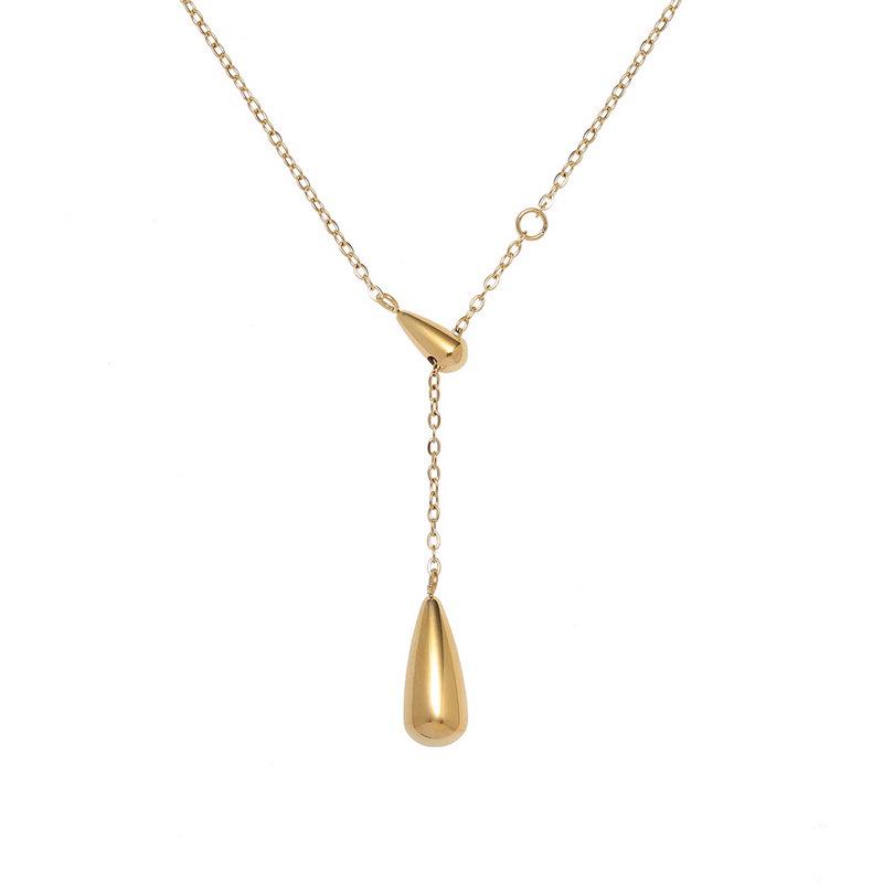 Exquisite Minimalist High-End Summer Teardrop Tassel Necklace - Clavicle Titanium Steel, Light Luxury, Fade-Resistant.