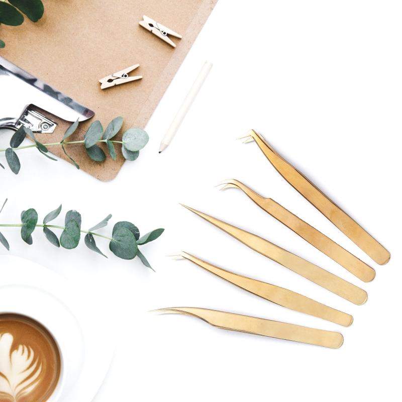 Eyelash Extension Tweezers Straight Curved Tweezers Classic & Volume Lashes Extensions Tweezers Dolphin/Golden