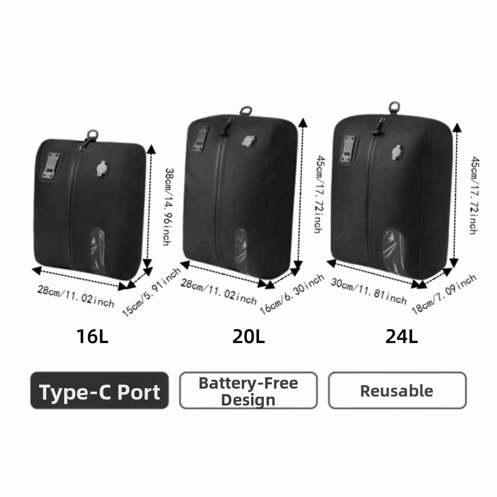 Reusable Vacuum Compression Bag Built-in Pump See-through Window Portable Vacuum Packing Space Saving 16/20/24L