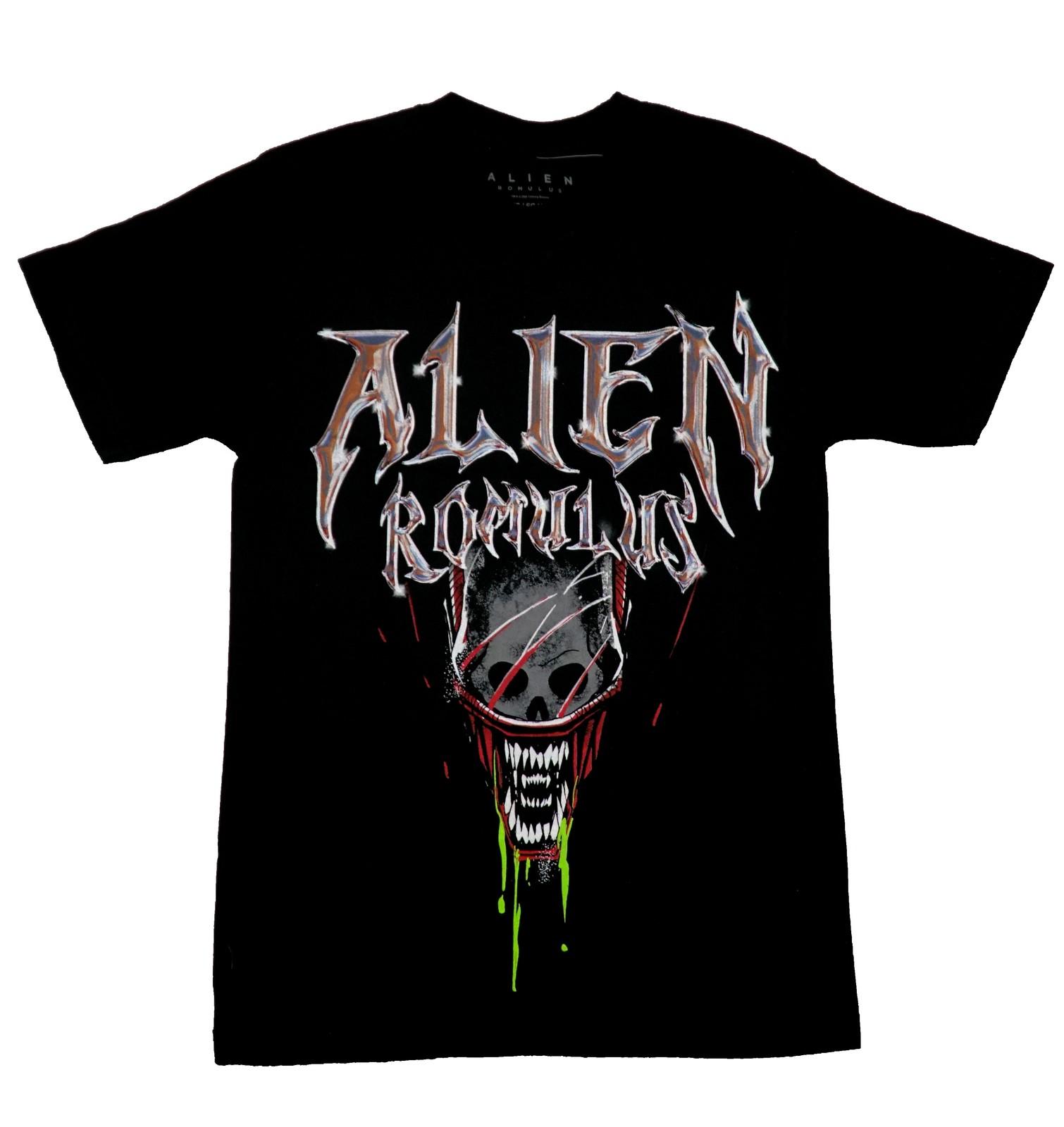 Alien Romulus New Adult T-Shirt - Xenomorph Sharp Exposed Teeth Below Razor Name S
