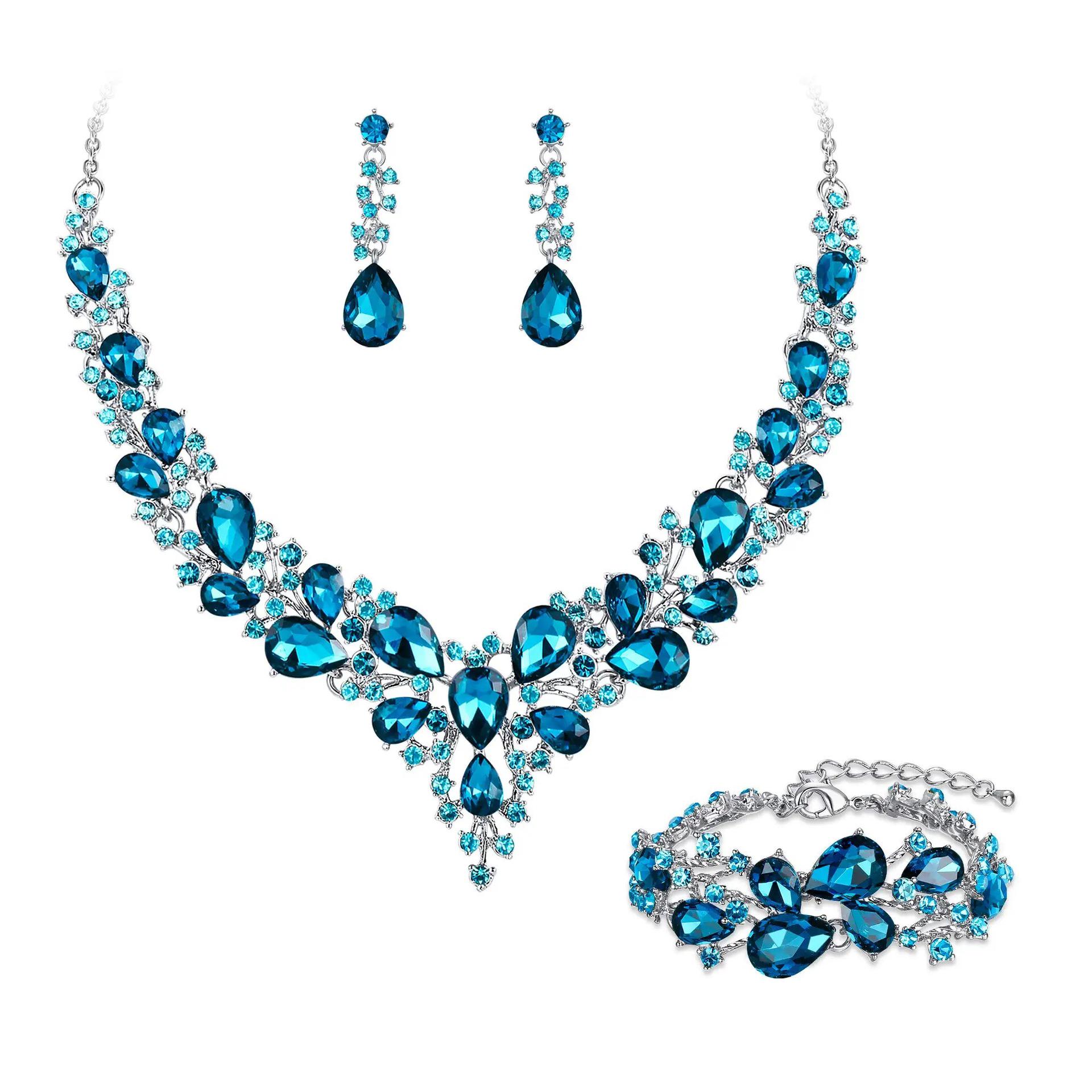 

Bridal Crystal Jewelry Set: Necklace, Earrings & Bracelet for Wedding or Evening Party