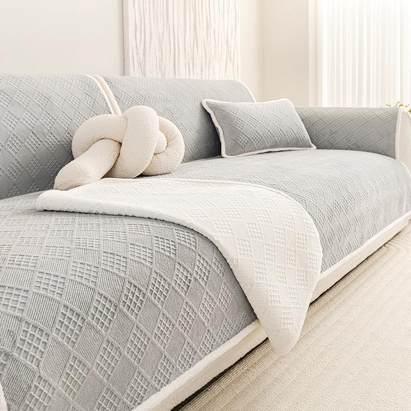 

Плюшевая подушка для дивана, утолщенная, нескользящая, осенне-зимняя, простая однотонная, современная подушка для сиденья, чехол-полотенце для кожаного дивана 70*70cm