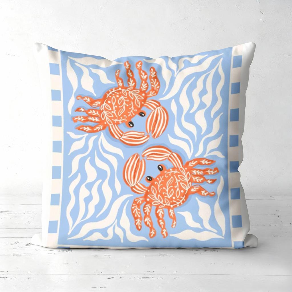 1 Pieces Blue And White Crabs Pattern Decorative Throw Pillows Polyester pillowcase sofa decorative cushion cov Headboard Pillow