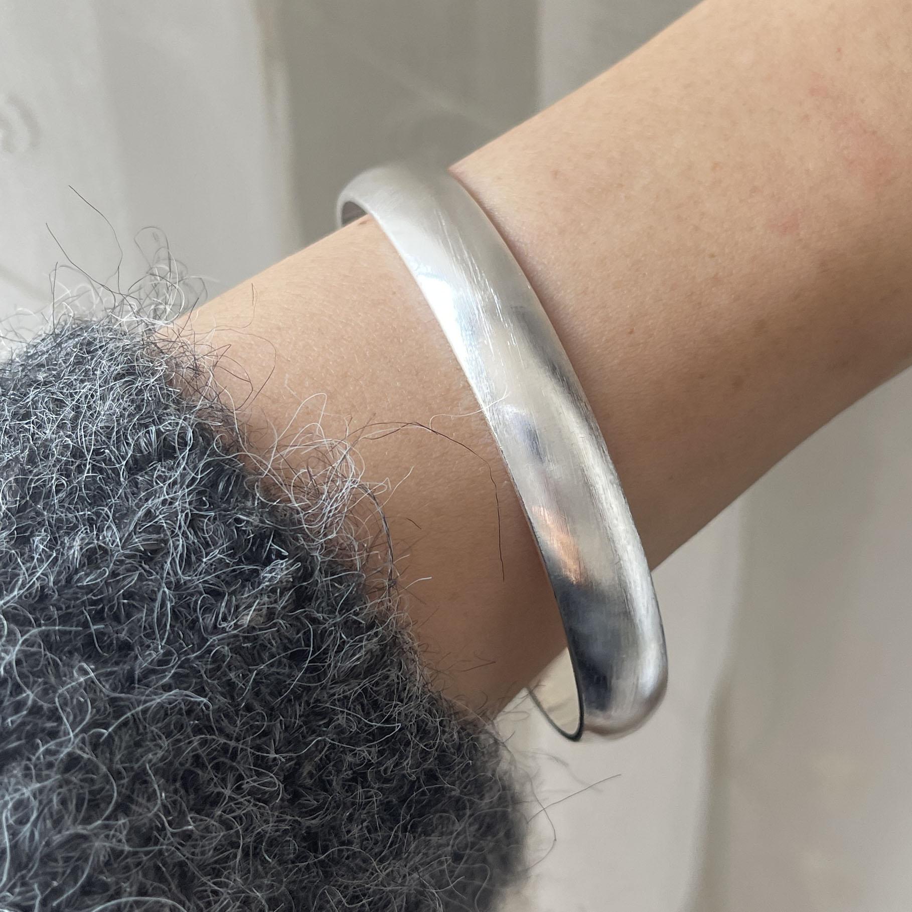 

100% Solid 925 Sterling Silver Retro Bracelet for Women Men Vintage Handmade Wide Smooth Bracelet Birthday Gift
