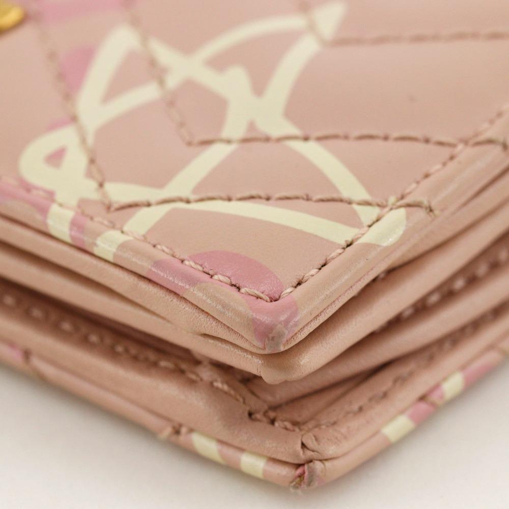 Gucci Compact Wallet Bi-Fold Wallet 449421 GG Ghost Card Case Pink Leather Women Used