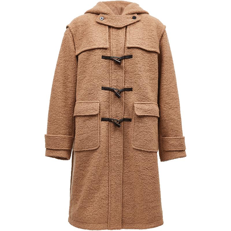 ONLY Women's Elegant Wool Blend Hooded Long Coat