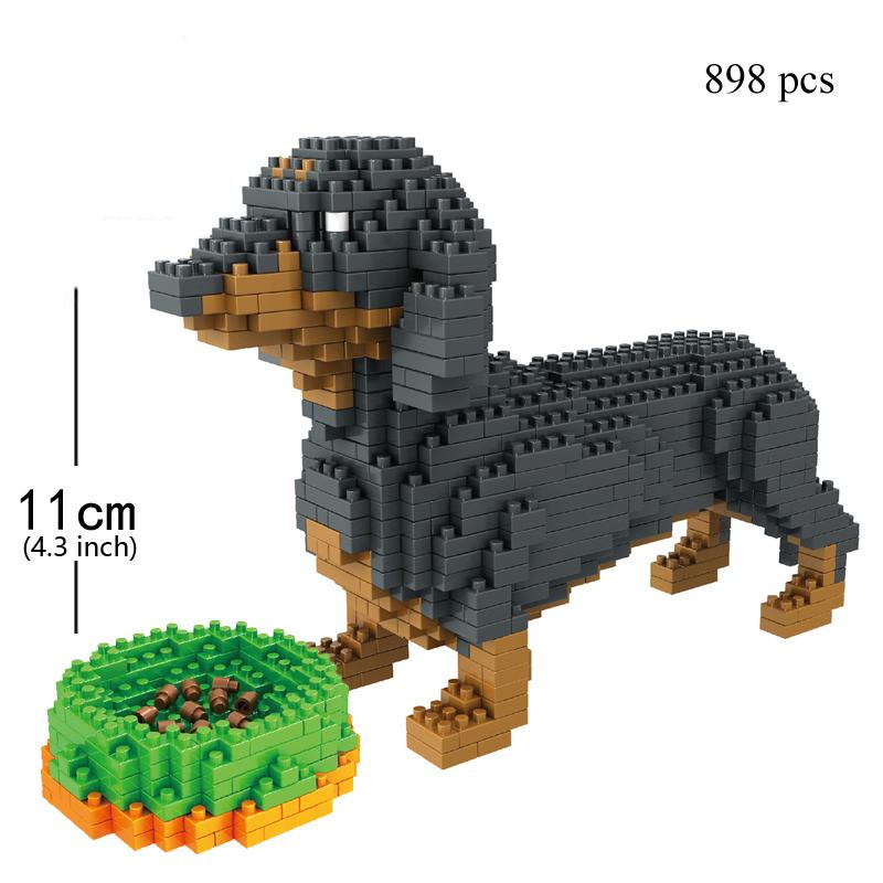 

Non-Toxic Dachshund Dog Model Micro Mini Building Blocks Set Educational Recreation Toys Pet Lover Gift Decoration Bricks Party Gift in bag
