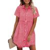 Women's Short-sleeved Button-down Shirt Denim Dress