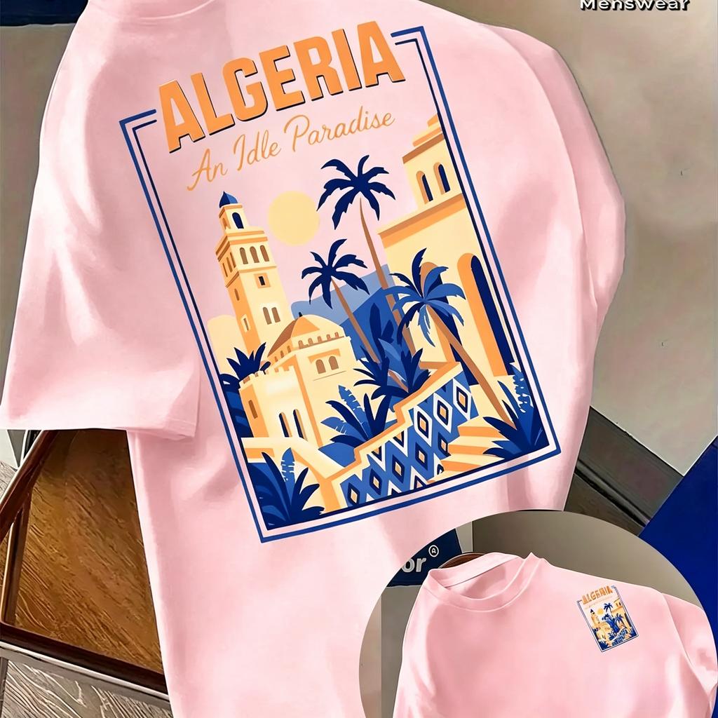 Algerisches Reise-Unisex-T-Shirt Ein untätiges Paradies Retro-Muster Streetwear Top