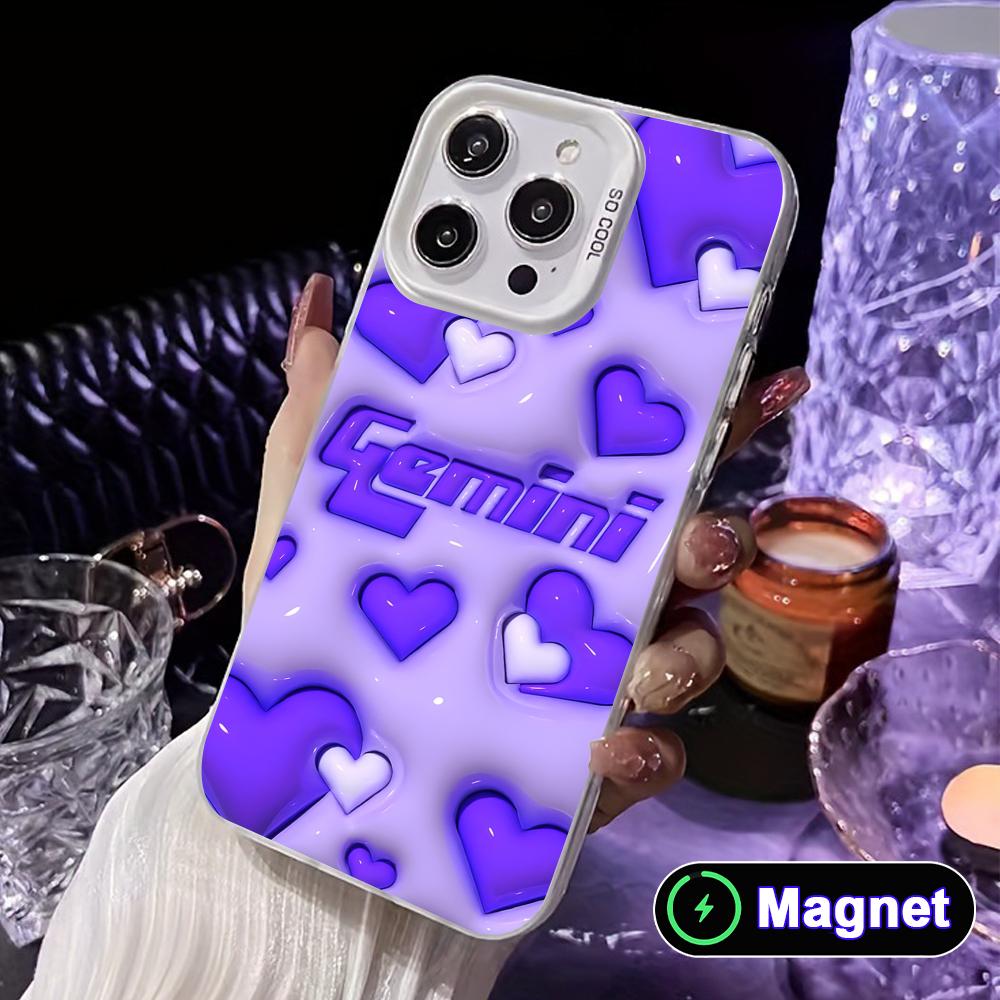 Zodiac Sign Gemini Phone Case for iPhone 17 16 15 14 13 12 11 X XR XS Air Pro Max Plus Colorful Silver MagSafe Cover