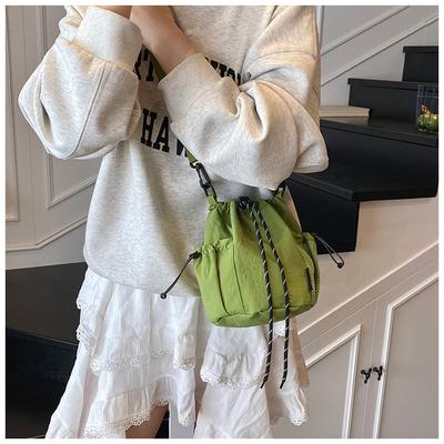 Canvas Bag Women's 2025 New Trendy Brand Mobile Phone Bag Leisure Sports Travel Messenger Small Bucket Bag