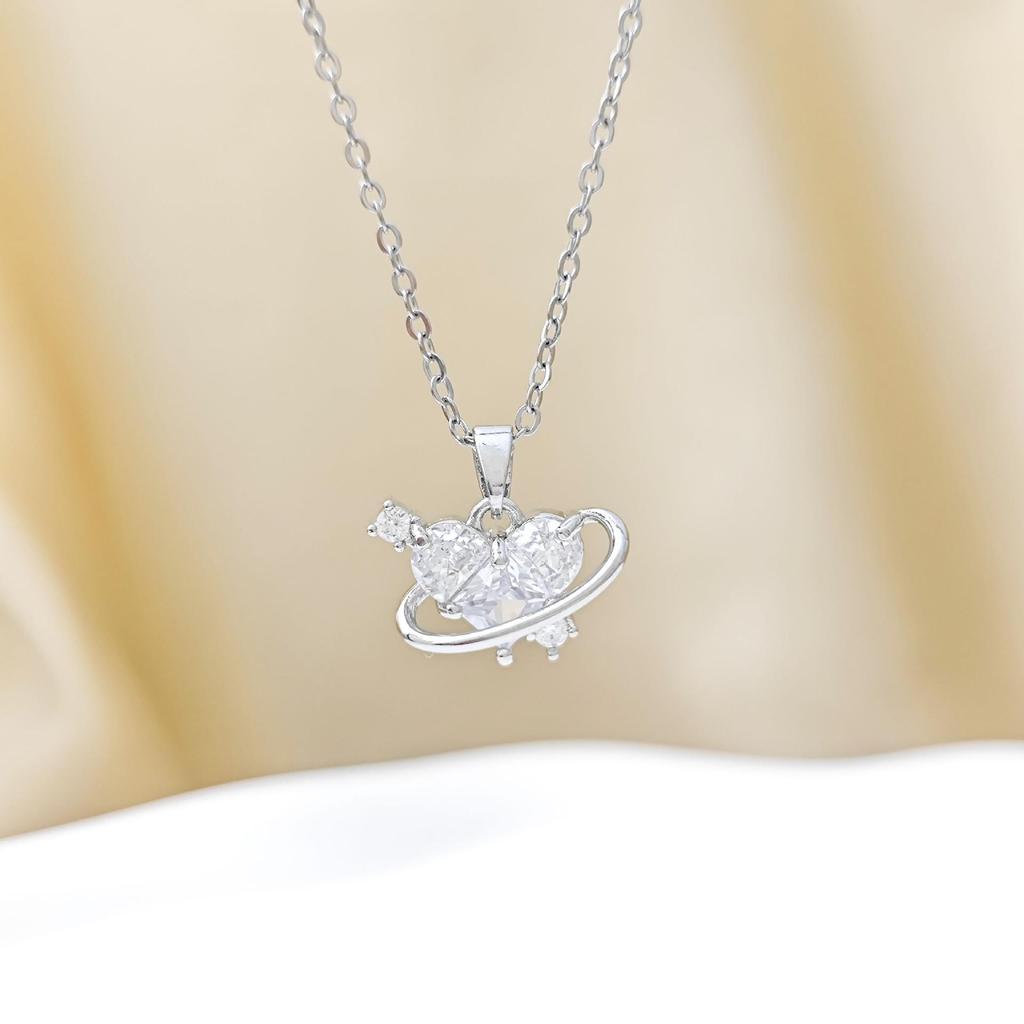 Luxury Pink Heart Pendant Necklace for Women - Fashionable Clavicle Chain Accessory