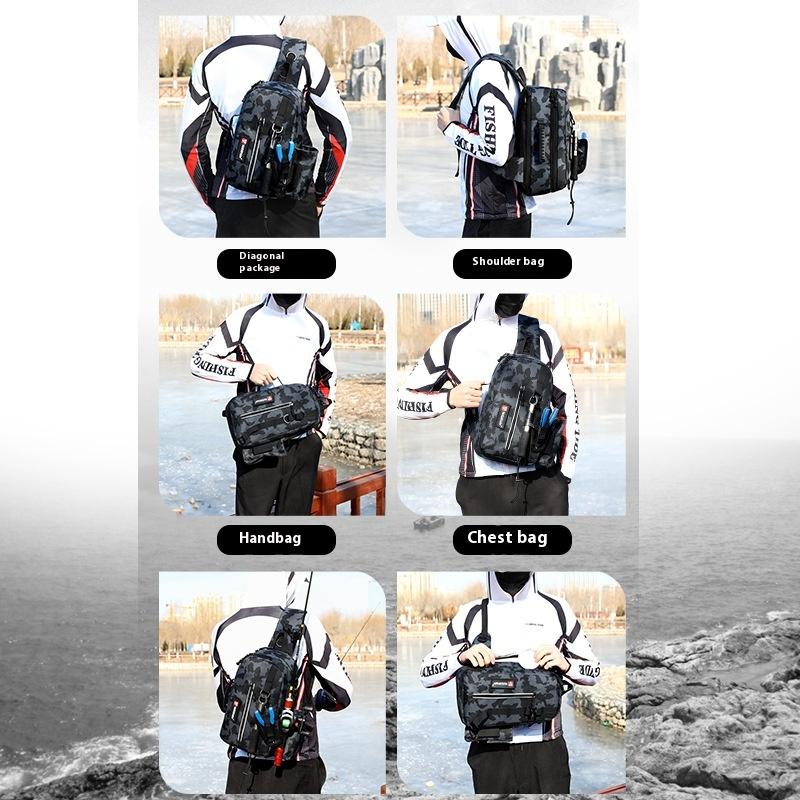 Fishing Multi-functional Bag, Shoulder Strap Waterproof Fishing Rod Bag, Outdoor Fishing Equipment Insertable Fishing Rod Bag