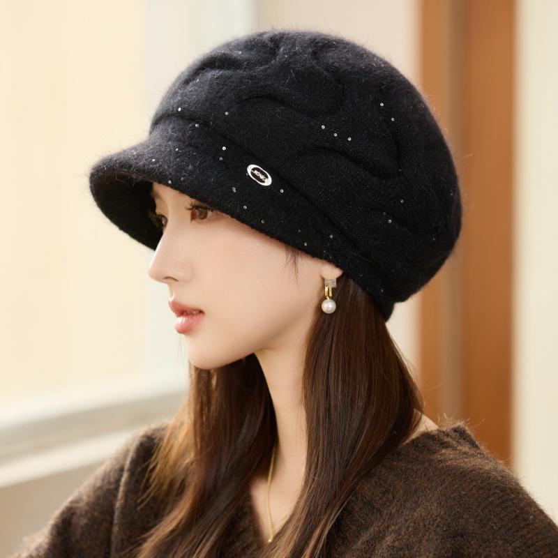 Winter Thickened Warm Rabbit Hair Mother Hat Outdoor Windproof Ear Protection Knitted Hat Wool Hat