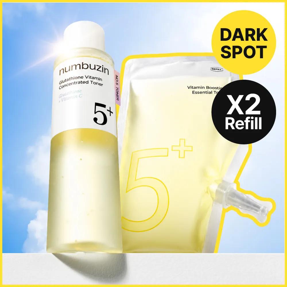 numbuzin No. 5 Vitamin Boosting Essential Toner 200ml Refill Set (+Refill 200ml)