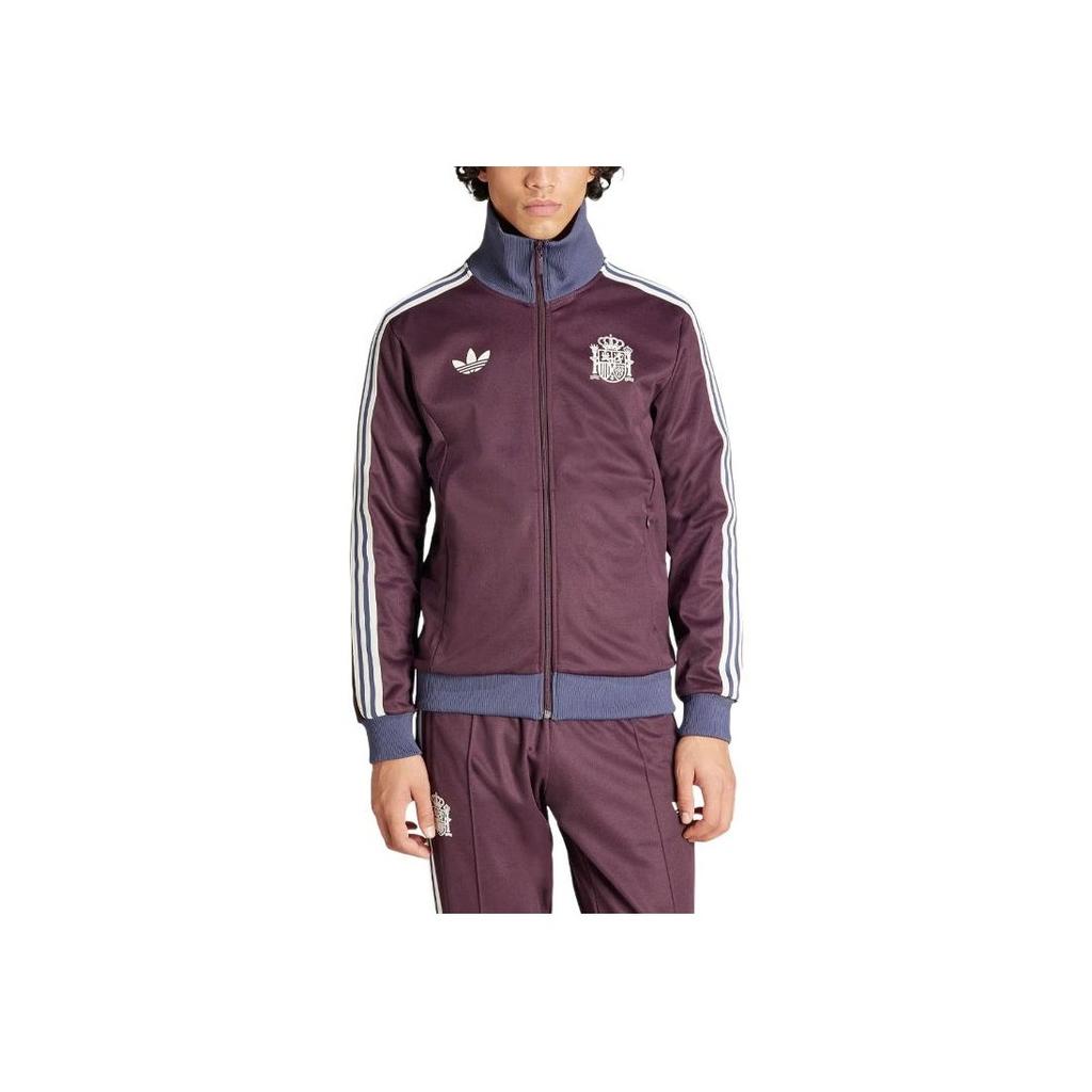 Adidas Originals Beckenbauer Track Top Spain Football Casual Culture Jacket Men Tops Burgundy IU2136