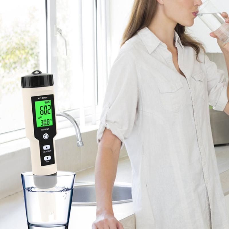 Digital Hydrogen Meter Water Quality Tester with ATC High Accuracy Pen Type H2 Meter Data Hold Function LCD Displays