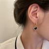 Black Love Heart Imitation Zircon Drop Earrings for Women Jewelry Accessories