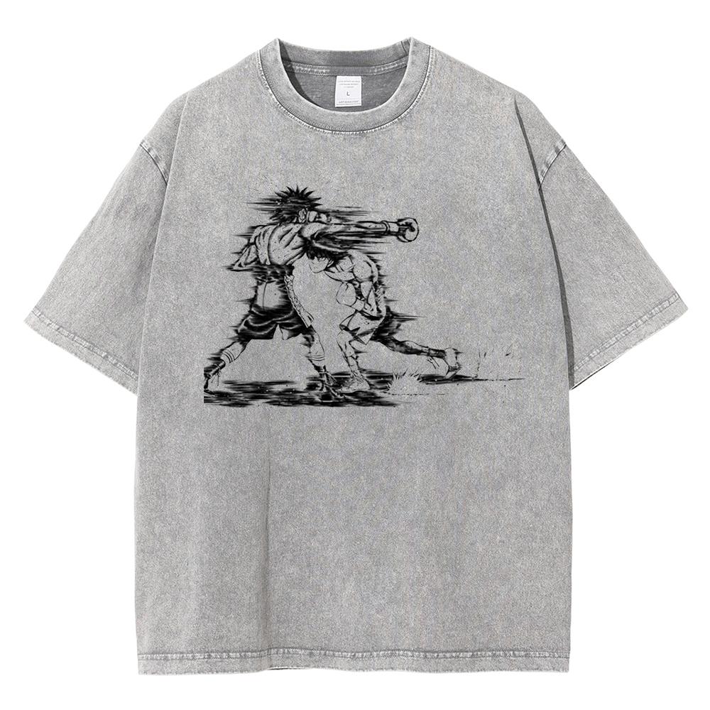 Men Women Hajime No Ippo Anime T Shirt Kamogawa Boxing Gym Makunouchi Takamura KGB Graphic Tshirt Male Washed Cotton Tshirts