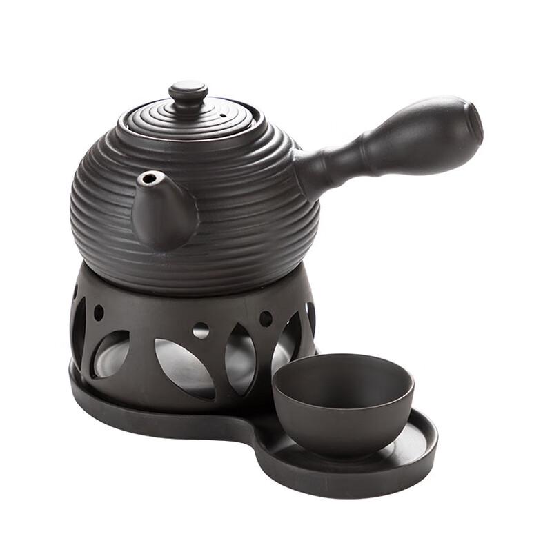 Shangqi Black Magnolia Ceramic Electric Tea Warmer Set