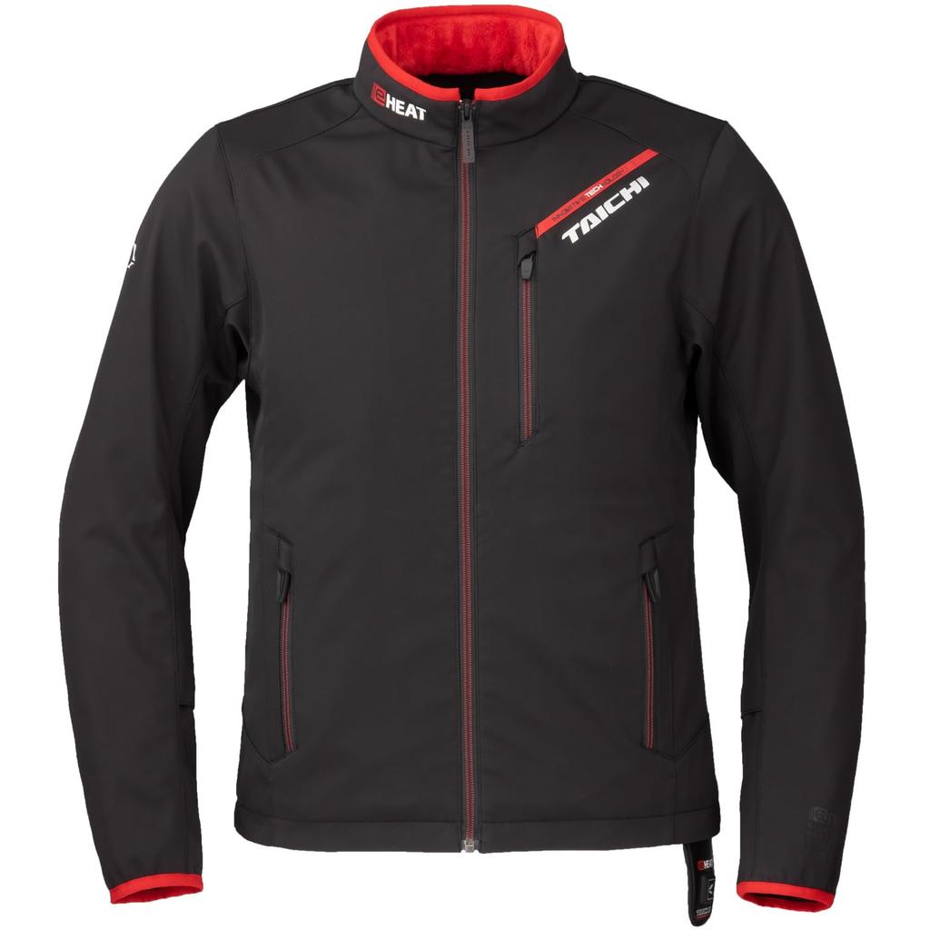 TAICHI RS e-HEAT Motorcycle Heated Inner Jacket, Autumn/Winter, Windproof, Cold-Proof, Warm, 3-Level Temperature Control, RSU637 BLACK/RED, 2BL Wide