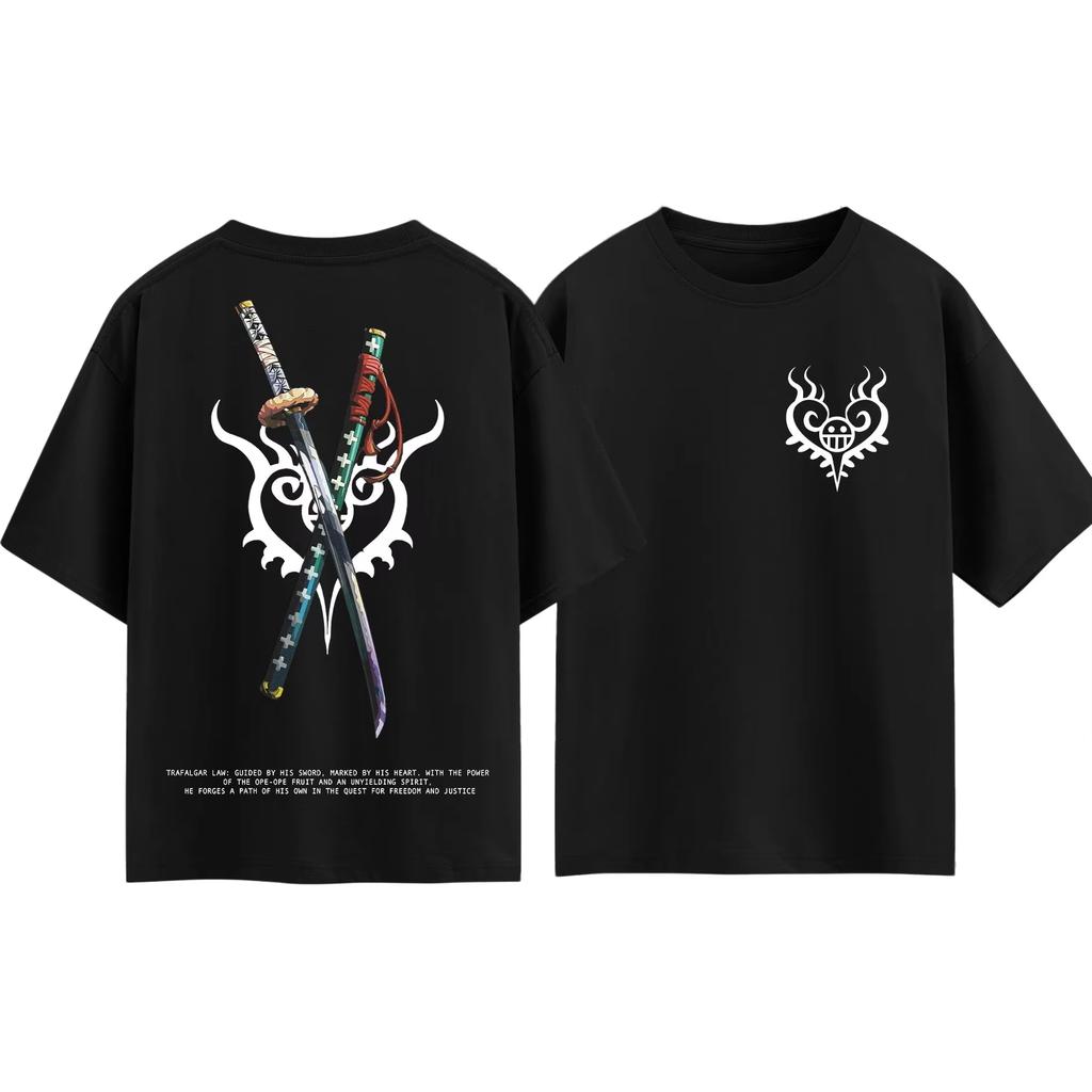 Anime One Piece Trafalgar D. Water Law Printed T-shirt Men Women Summer Cotton Clothing Breathable Anime Fans Short Sleeve Tops