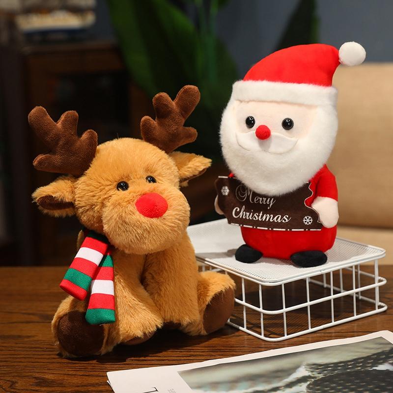 Lovely Cartoon Christmas Scarf Bear Penguin Soft Stuffed Elk Teddy Bear Doll Plush Toy Decoration Girl Boy Kids Christmas Gift