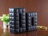 Eco-friendly Black Plaid Leather Tissue Box for Home and Hotel 