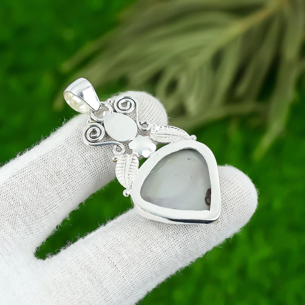 Mothers Day Sale 925 Sterling Silver Coffee Bean Jasper Gemstone Wedding Pendant