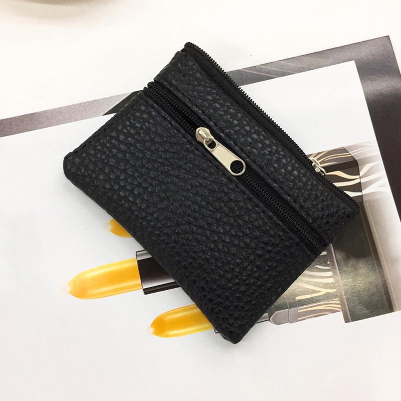 1pc Wallet Pouch Small Coin Purse New PU Leather Solid Color Storage Card Holder Korean Zipper