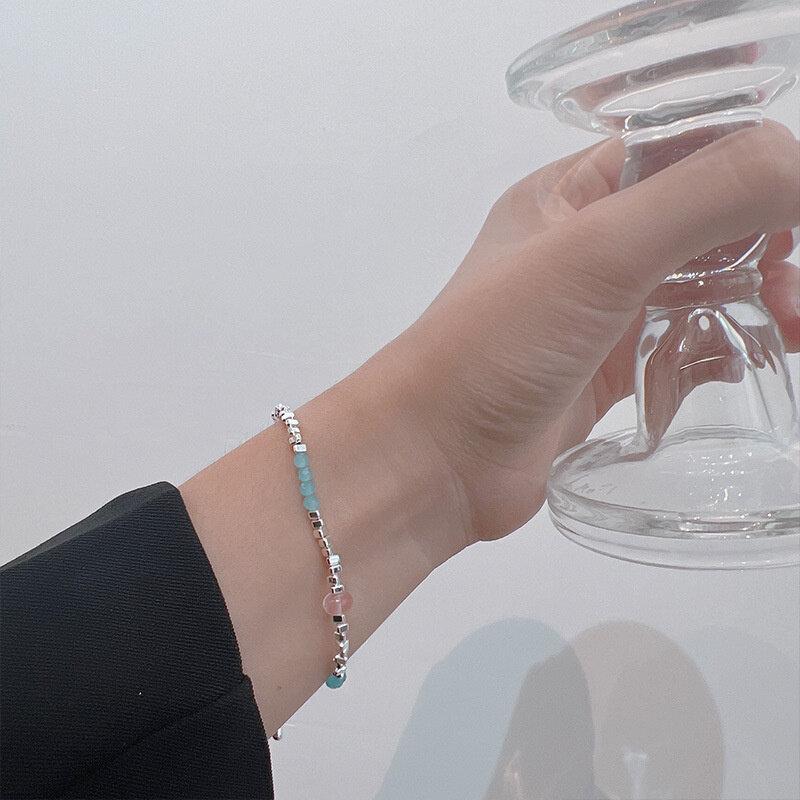 Broken Silver Faux Pearl Bracelet Fashion Charm Women INS Round Bead Bracelets Personality Girls Small Design Irregularly Cut Party Jewelry Gifts