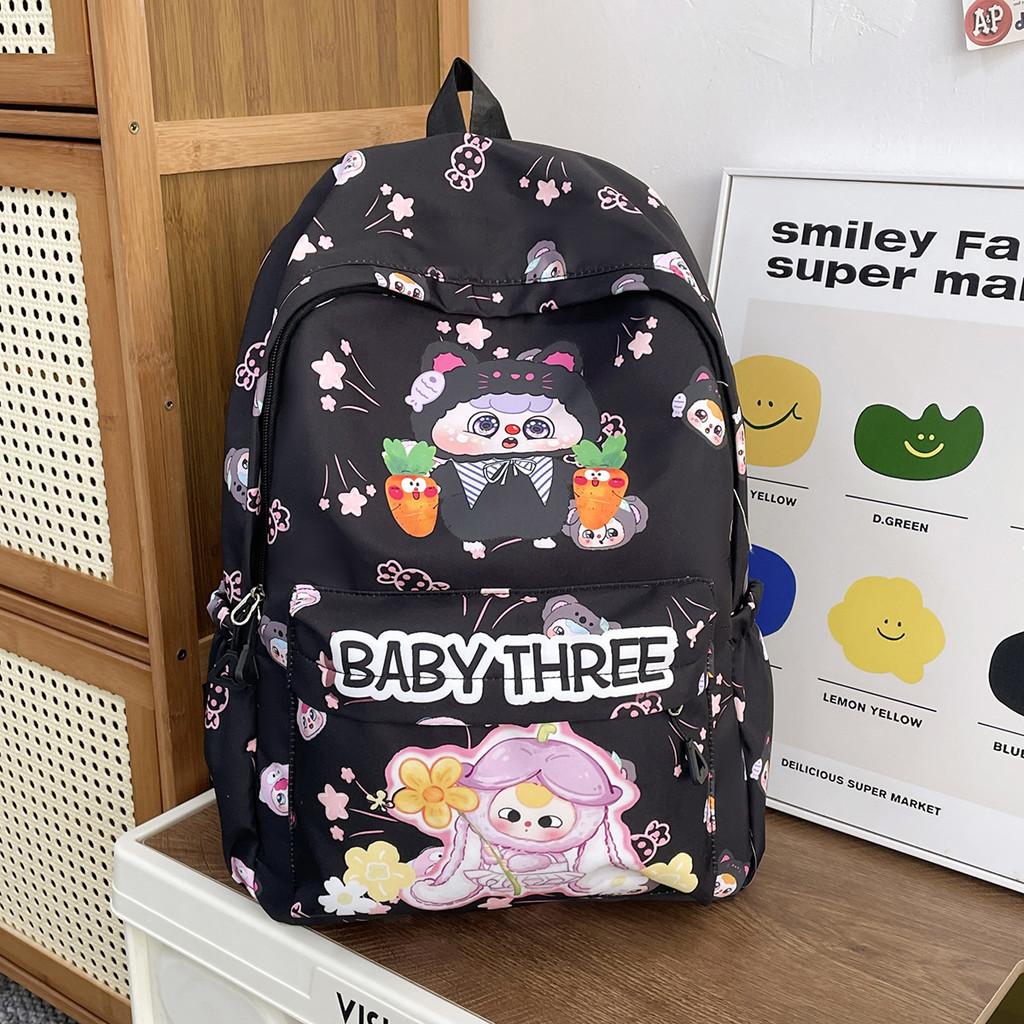 Designed Minimally Backpack With Baby Three Doll Print Designs For Daily Kids