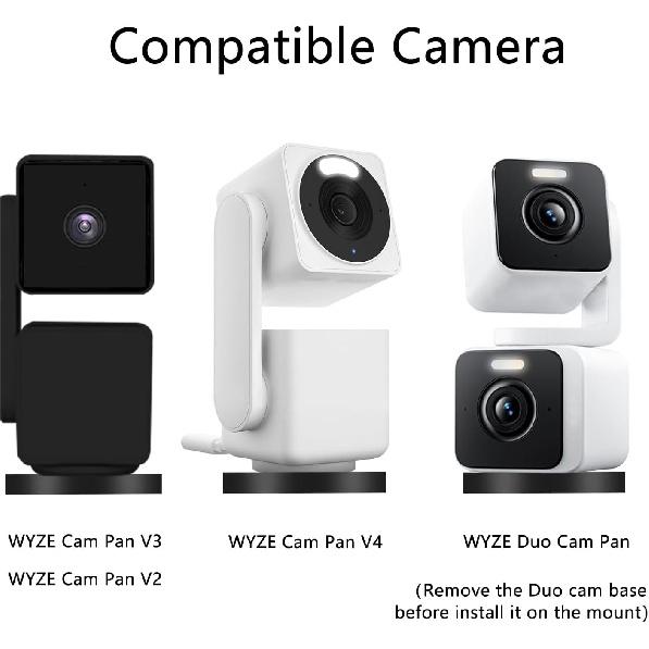 Magnetic Camera Mount Compatible with WYZE Cam Pan V3, Pan V4, WYZE Duo Cam Security Camera, 1/4" Thread Camera Magnetic Mount, Rubber Coated Base