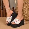 Plus Size 36-43 Casual Denim Strappy Sandals for Women 2025 Spring New Arrival Wedge Sandals