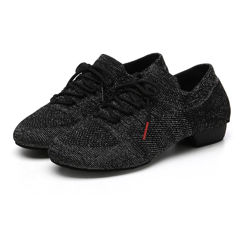 

Lace Up Women Jazz Shoes Ballet Shoes Latin Practice Dance Shoes Soft Soled Breath Knitted Mesh 34 чёрный