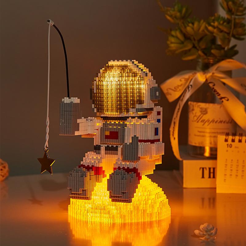 Astronaut Baustein Lit Space Mondsatellit Diamantbaustein Bauspielzeug Geeignet für Kinder