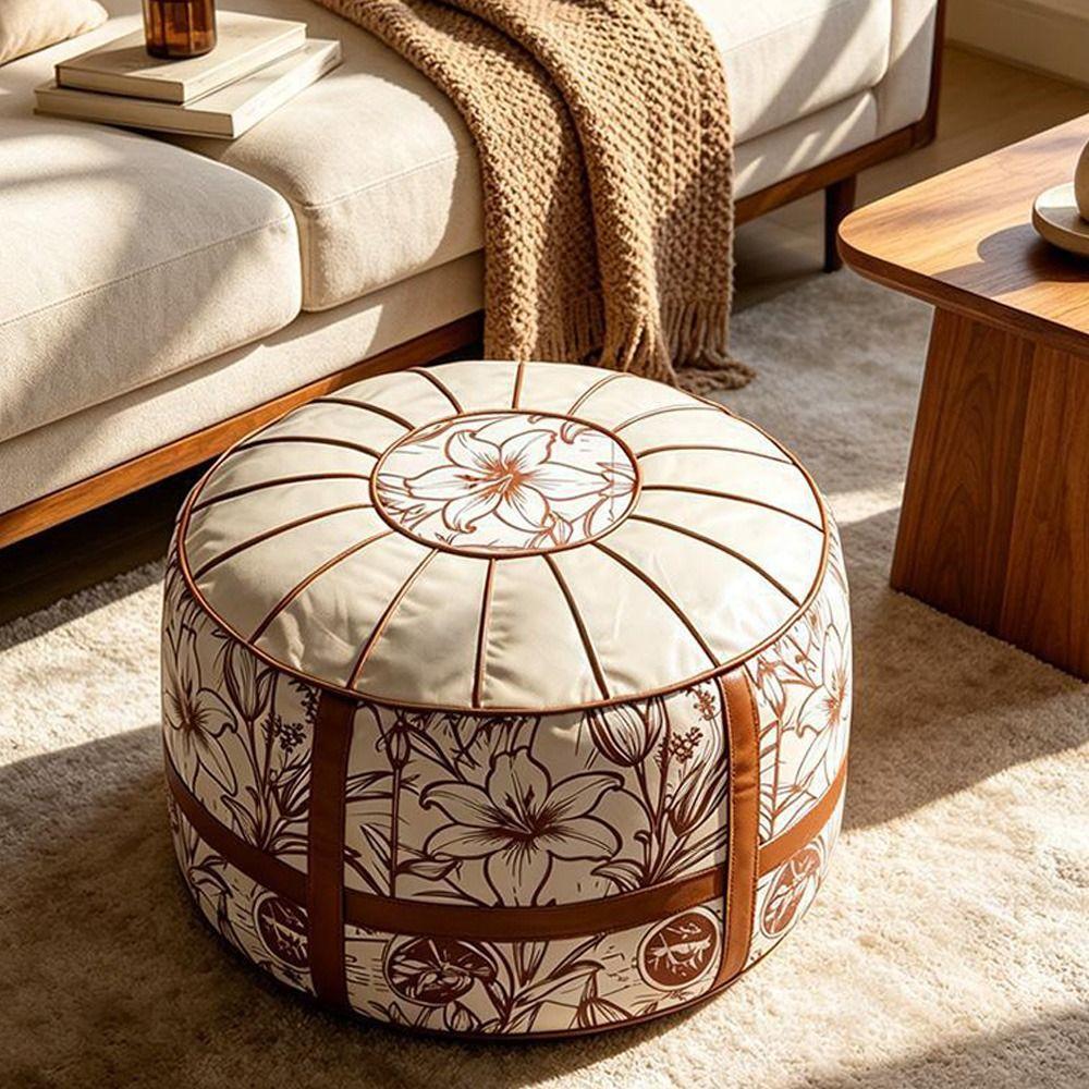 Fillable Design Ottoman Pouf Boho Pattern Storage Ottoman New Footstool Cover  Home Use