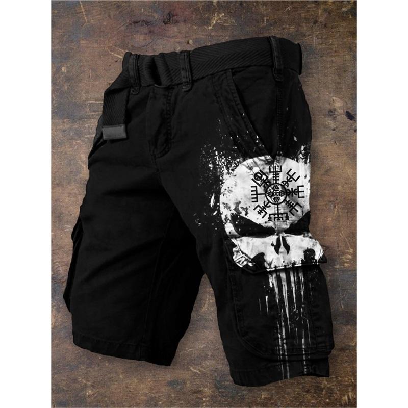 Men's Summer New Style European And American Style Halloween 3D Digital Printing Exaggerated Shorts Zipper Strange Pants