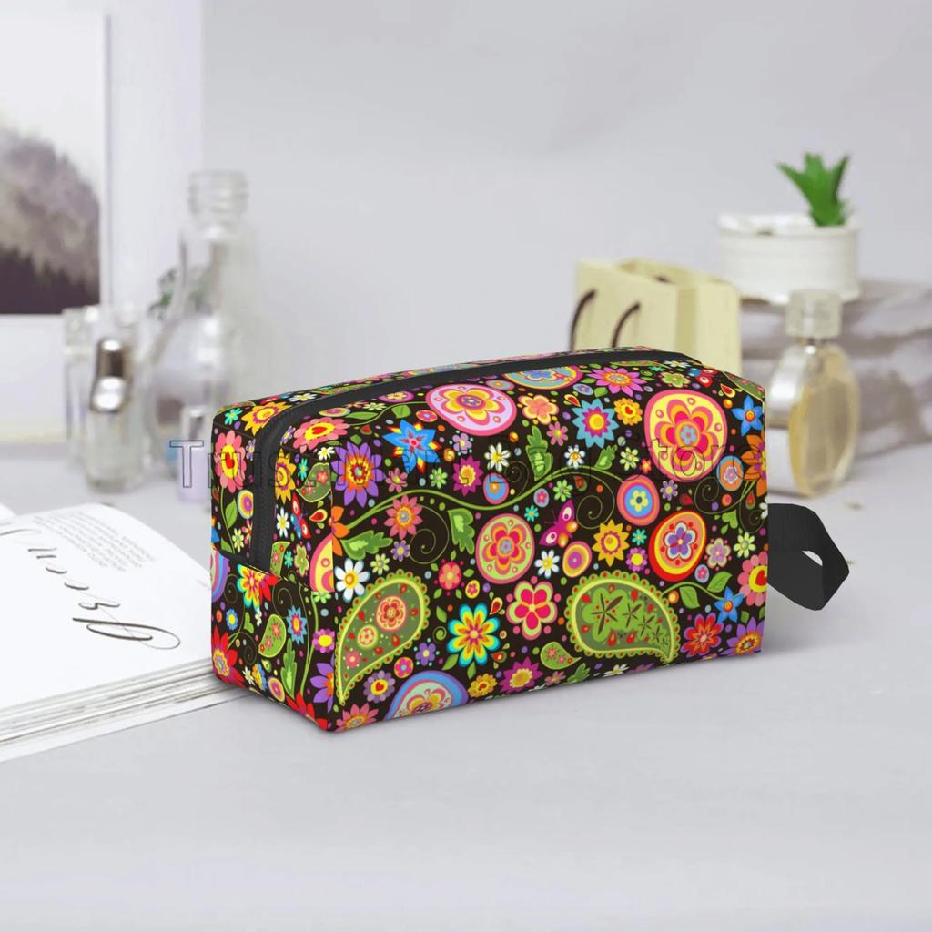 Cestovní kosmetická taštička s květinovým vzorem paisley Mandala Kosmetická taštička Organizér na make-up Velká kapacita Cestovní organizér na toaletní potřeby a příslušenství