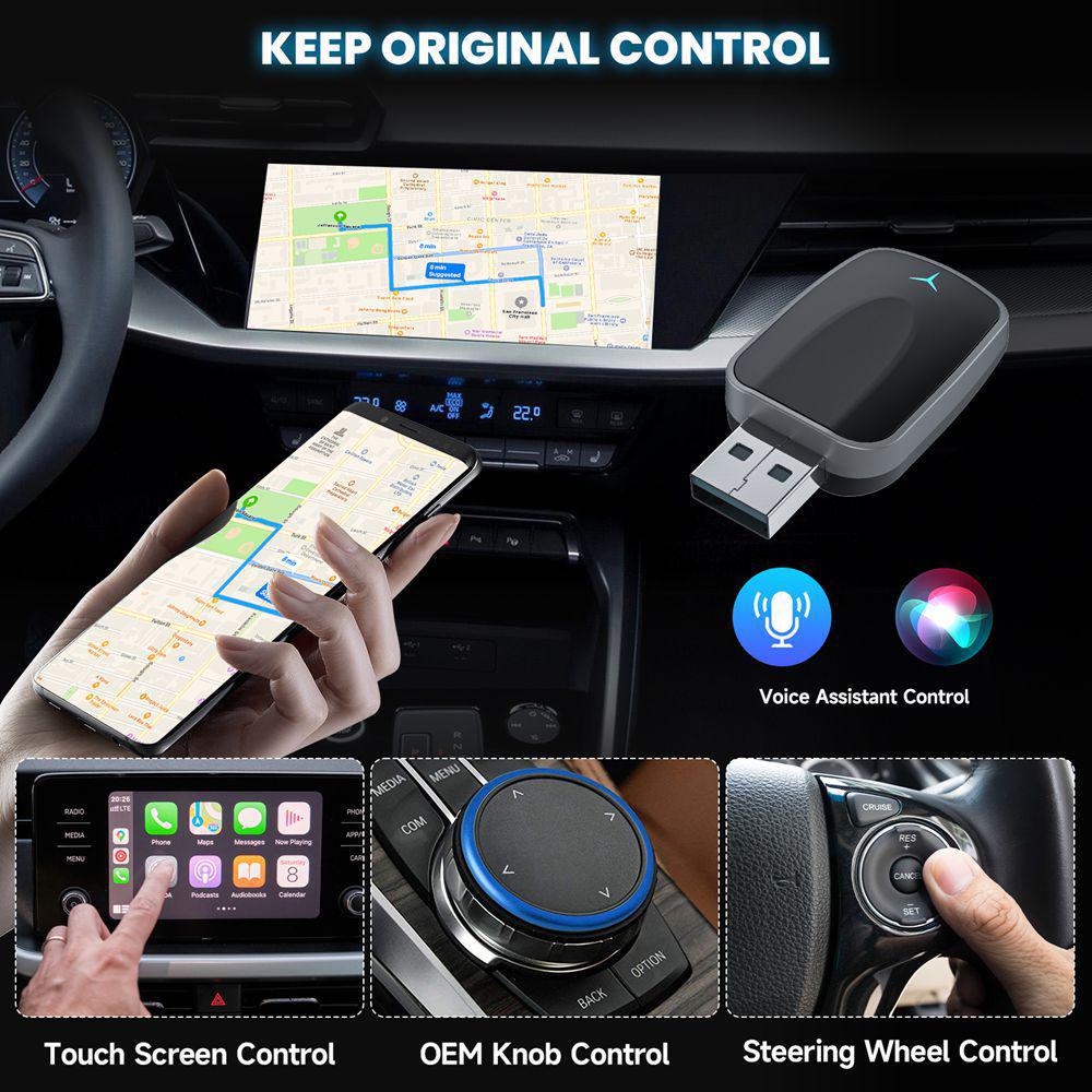 Duální bezdrátový adaptér CarPlay & Android Auto pro chytrou navigaci