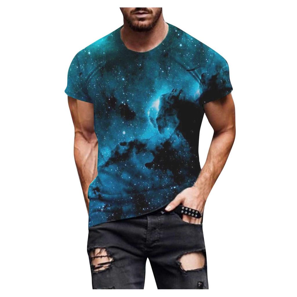 Men's Street Fashion Casual Interesting Design Printed Round Neck  Short Sleeve