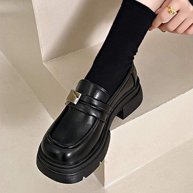 Black Platform British Style Small Leather Shoes Women's Autumn New Retro Versatile Mary Jane