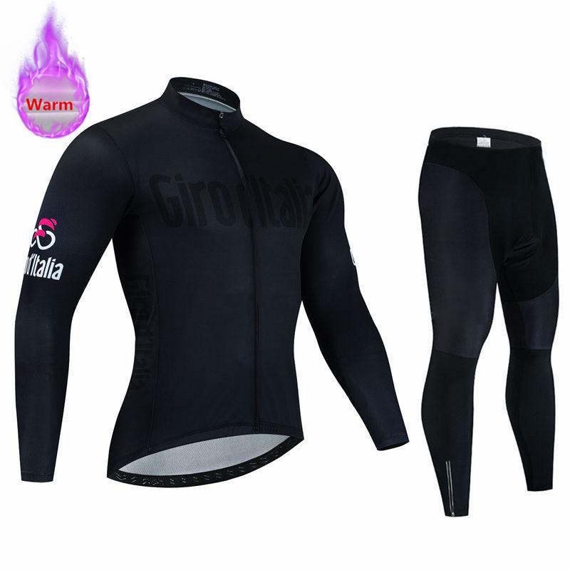 Italia Winter Thermal Fleece Long Sleeve Cycling Jersey Set Bib Pants Ropa Ciclismo Bicycle Clothing MTB Bike Mens Pro Team Suit