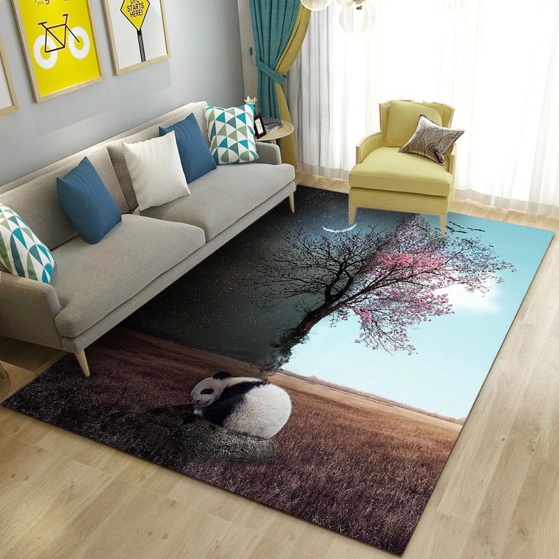 Alfombra de área 3D de dibujos animados de panda lindo, alfombra para sala de estar, dormitorio, sofá, felpudo, decoración de cocina, alfombra de suelo antideslizante para niños