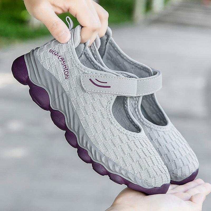 Summer Women's Sports Casual Flat Soft Comfortable Round Toe Mesh Shallow Shoes Sneaker Simple Four Seasons General Light Flat
